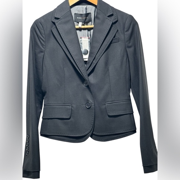 BCBGMaxAzria Nika Blazer BCBG Jacket Black Double Collar XS Extra Small NWT - Picture 1 of 10